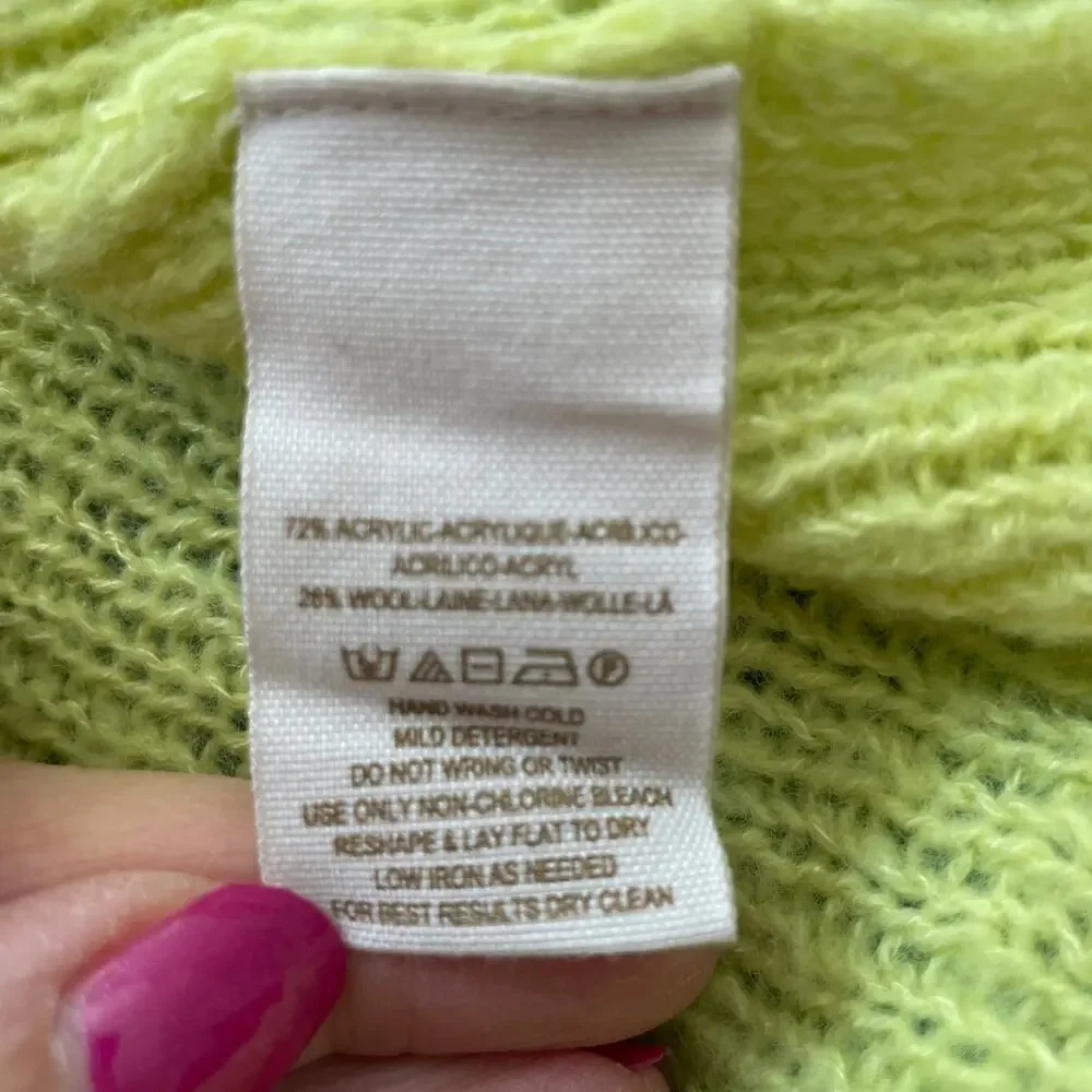 Free People Lime Green Wool Blend Sweater Sz M
